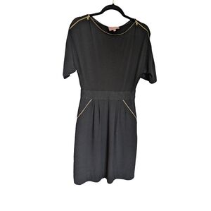 Phoebe Couture Exposed Zipper Black Midi  Dress Size 6